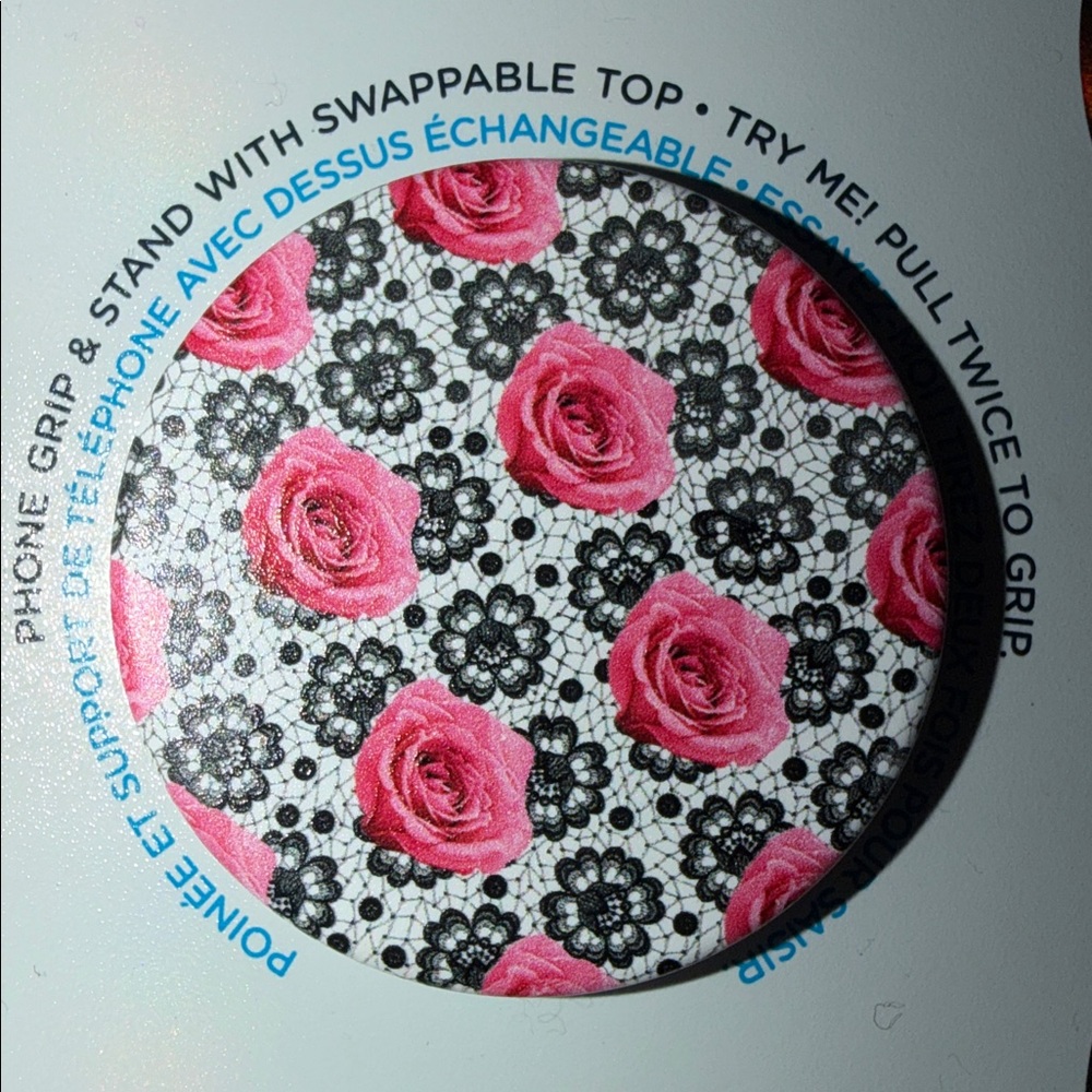 PopSocket PopGrip with Pink Rose Design - Picture 2 of 2